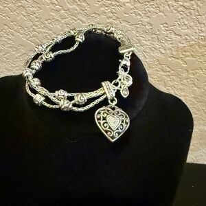 BRIGHTON Reno Heart silver multi‎ strand link bracelet